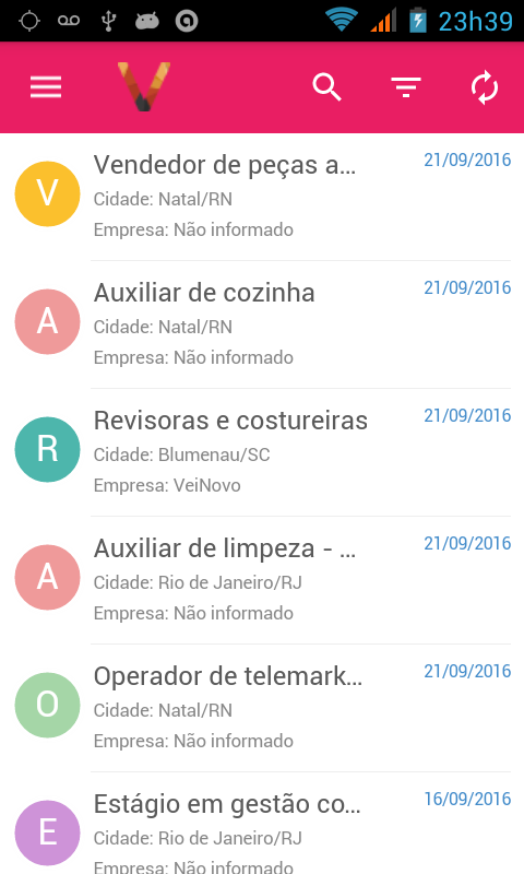 Android application Vagas de Emprego e Estágios RN screenshort