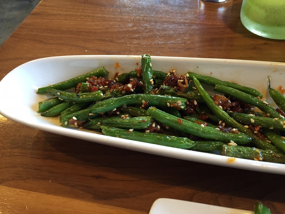 GF Spicy orange green beans with bacon. SO good.