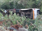 The bus is reported to have veered off the road and tumbled down an embankment after apparently bursting a tyre.