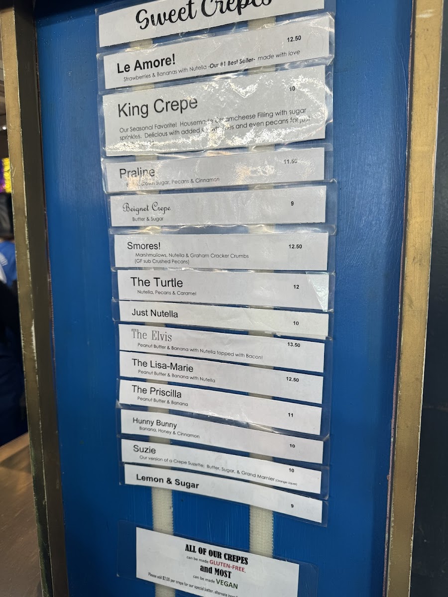 Holy Crepes! gluten-free menu