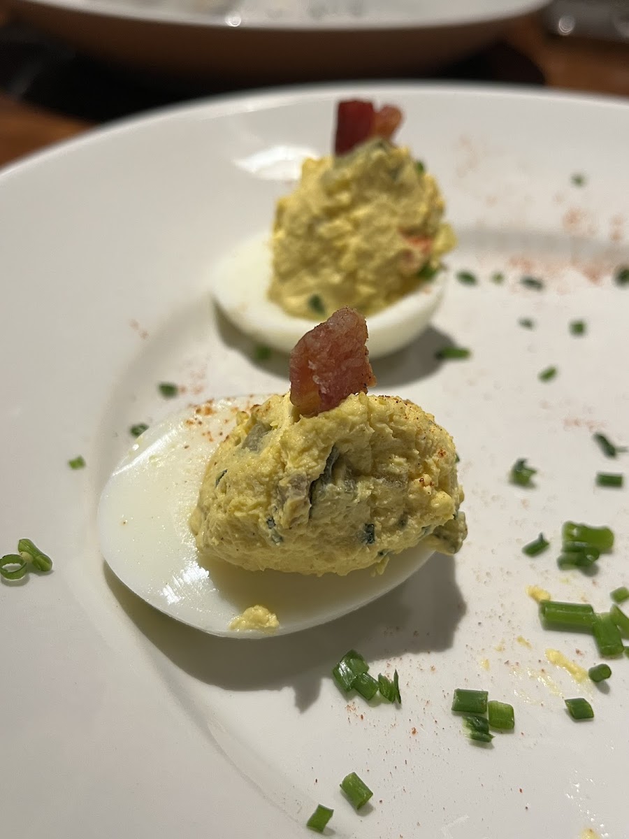 Deviled eggs, only GF appetizer.