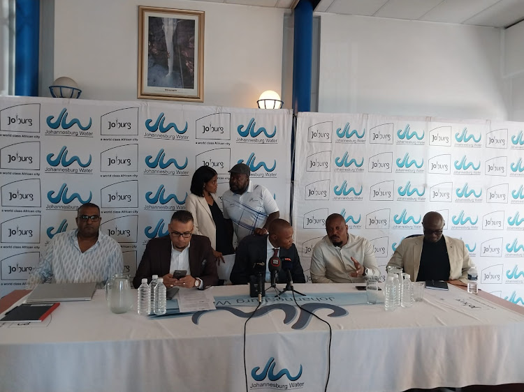 City of Johannesburg officials and mayor Kabelo Gwamanda brief the media on the status of water supplies in the city.