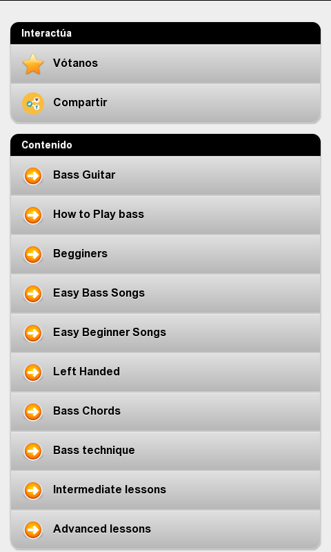 Android application Learn to play the bass screenshort