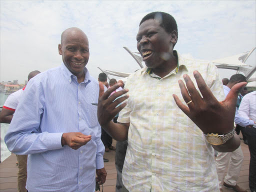 State house comptroller Lawrence Lenayapa with Water and Irrigation CS Eugene Wamalwa