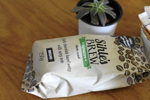 A packet of Sihle's Brew dark roast.