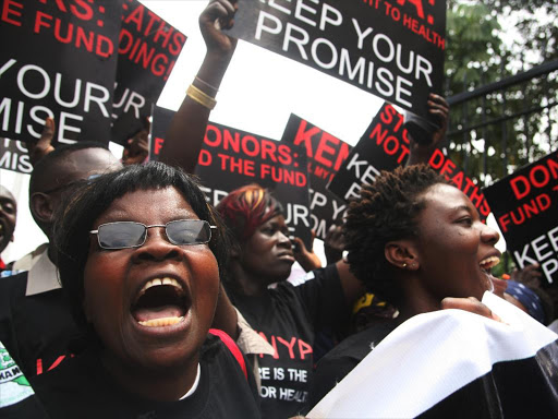 Past protests on Nairobi streets over the global fund cuts in control of HIV/AIDS, January 30, 2012. /FILE