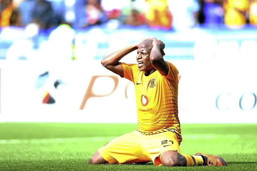 Lebogang Manyama of Kaizer Chiefs reacts after a missed chance on Saturday.
