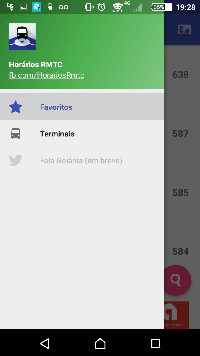 Android application Horários RMTC screenshort