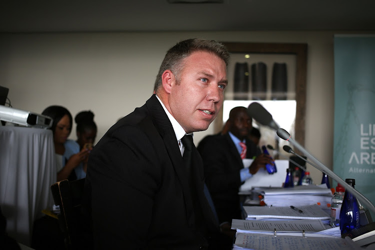 Dirk Groenewald at the arbitration hearings between the State and the families of victims in the Life Esidimeni tragedy. Retired Deputy Chief Justice Dikgang Moseneke is heading the hearings. File photo.