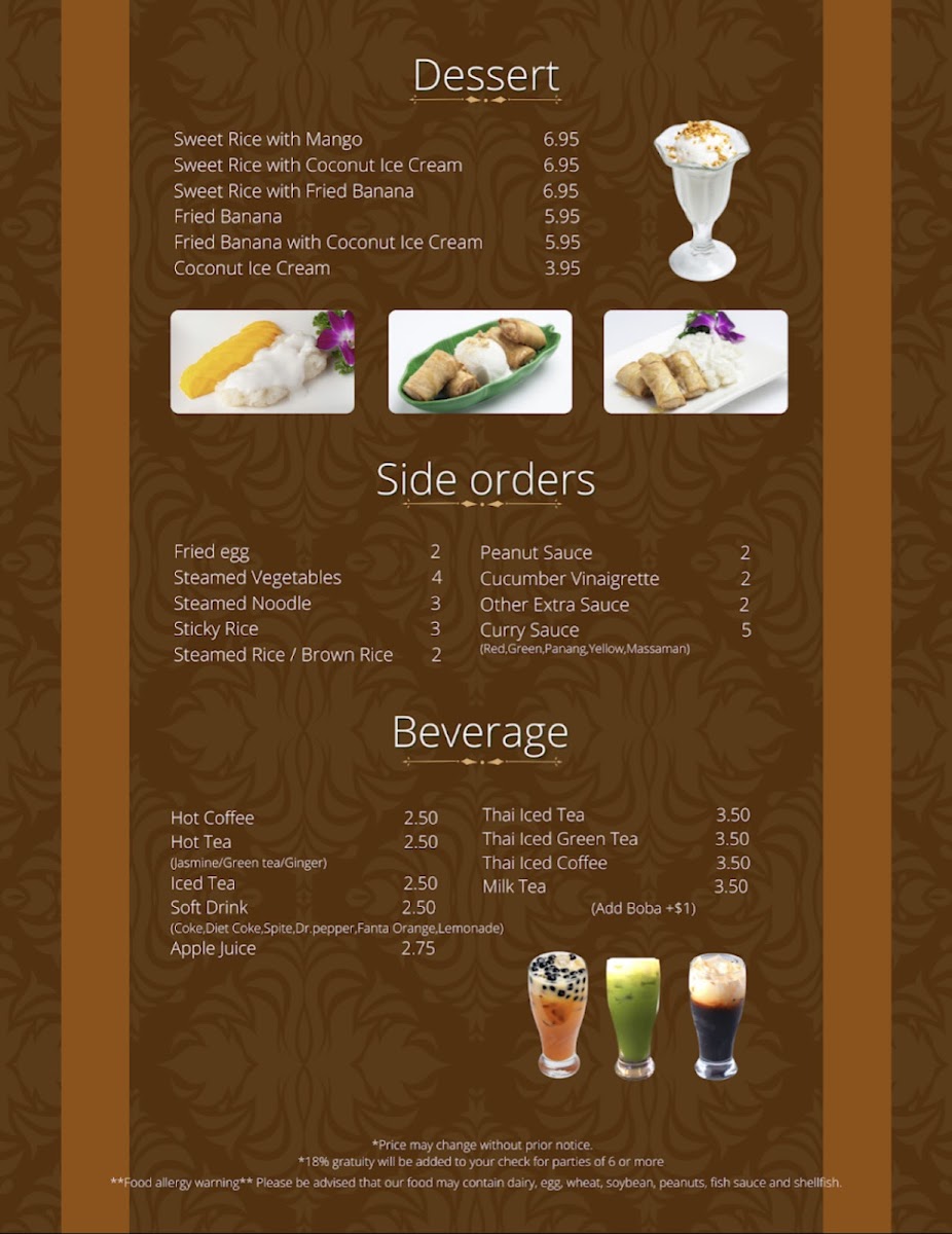 Little Thai Kitchen gluten-free menu