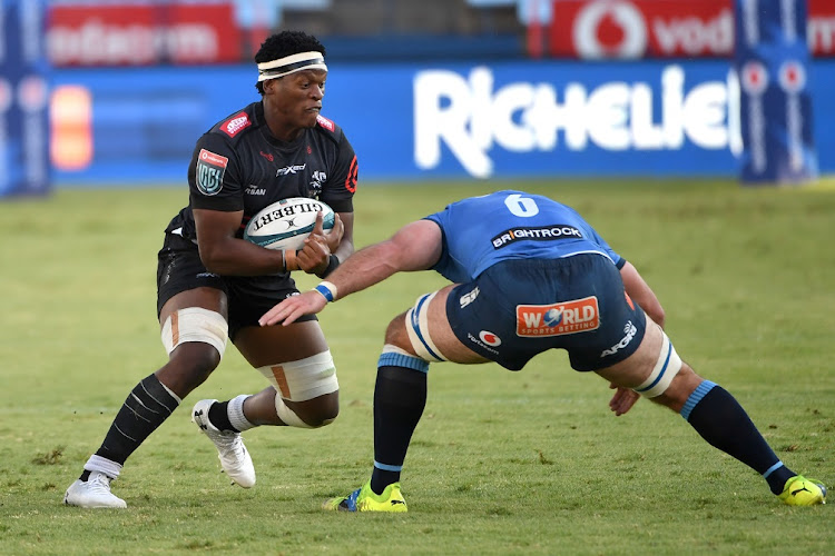 Phepsi Buthelezi of the Sharks in the United Rugby Championship match against the Bulls at Loftus Versfeld in Pretoria on February 12 2022.