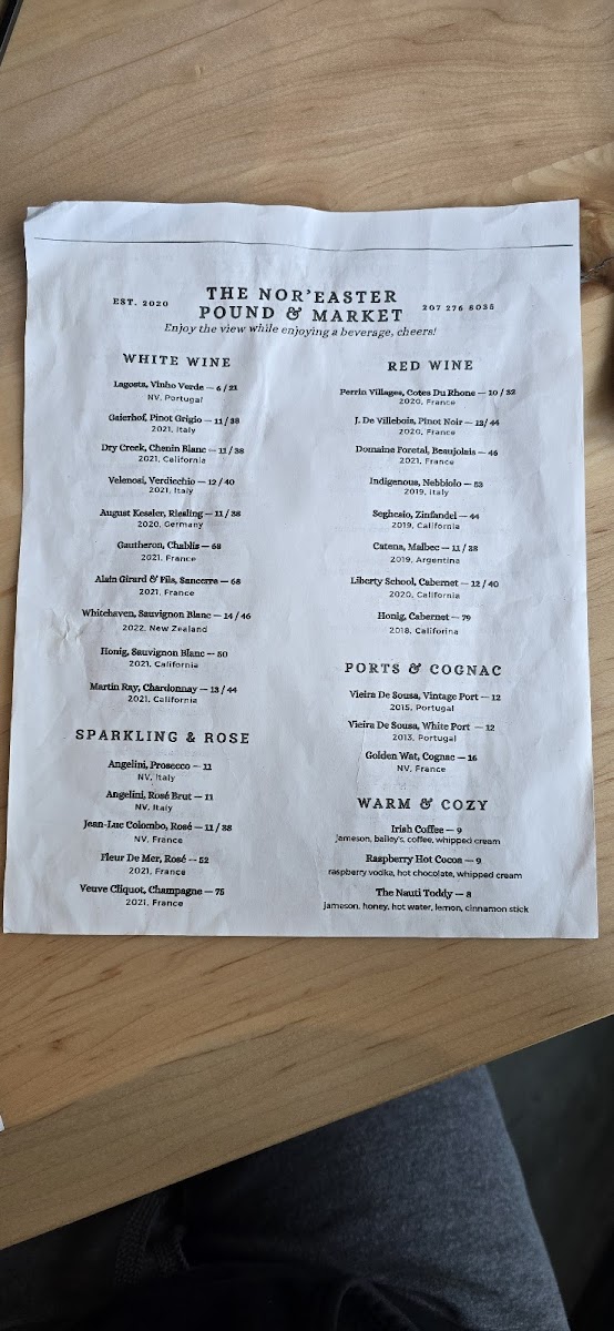 The Nor'Easter Pound & Market gluten-free menu