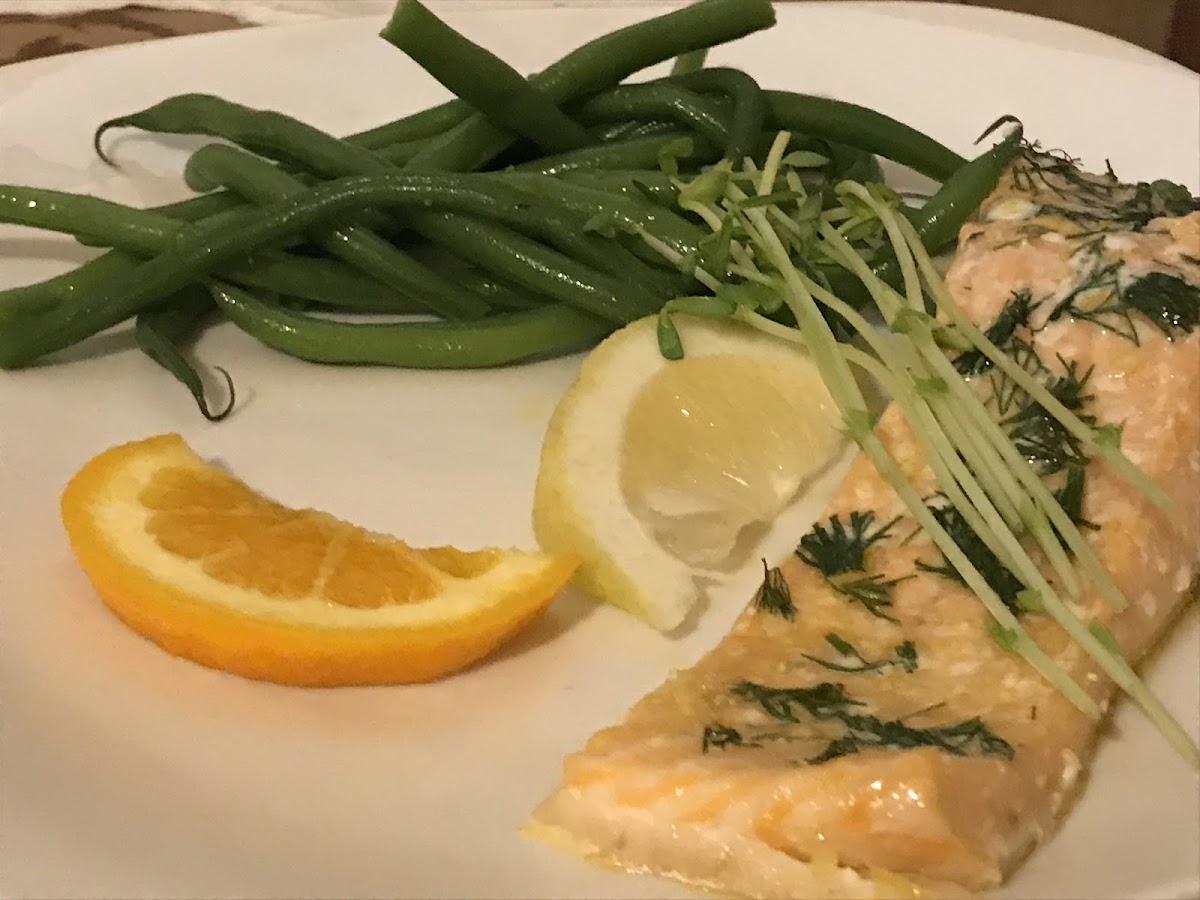 Organic Farm Raised Salmon with lemon dill