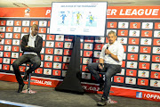 Assistant coach Rhulani Mokwena of Orlando Pirates and coach Clinton Larsen of Golden Arrows during the announcement of the 2017/2018 Premier Soccer League Awards Nominees at PSL Headquarters on May 21, 2018 in Johannesburg, South Africa.