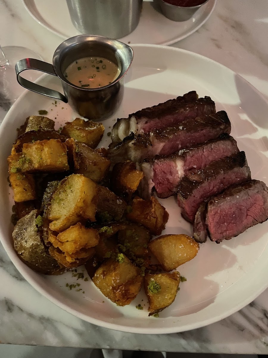 Shared fryer for the potatoes, I got lucky and they had just changed the fryer oil!