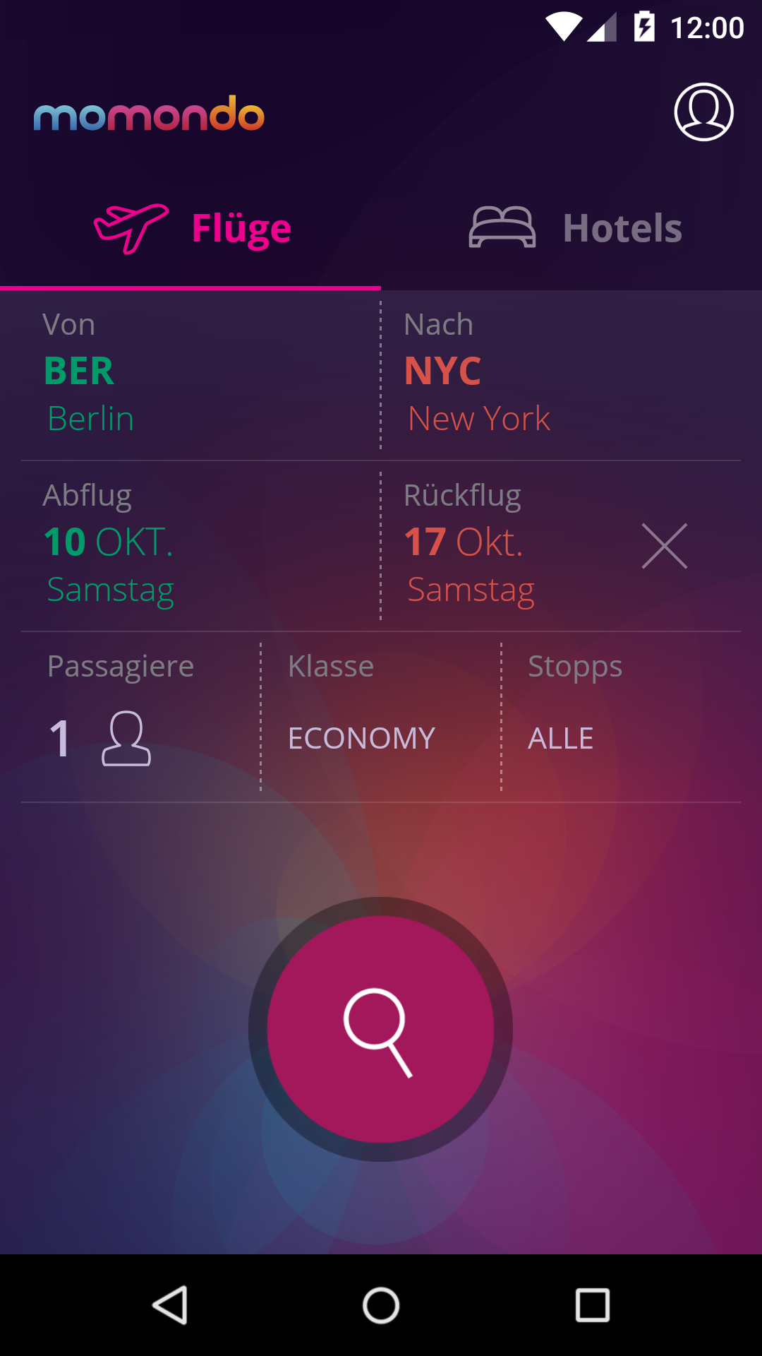 Android application Cheap Flights & Hotels momondo screenshort