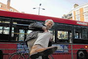 THE RIGHT STUFF: South African poet and massage therapist Neil Gevisser shows off the karate move which downed a mugger's scooter in London Picture: IAN EVANS