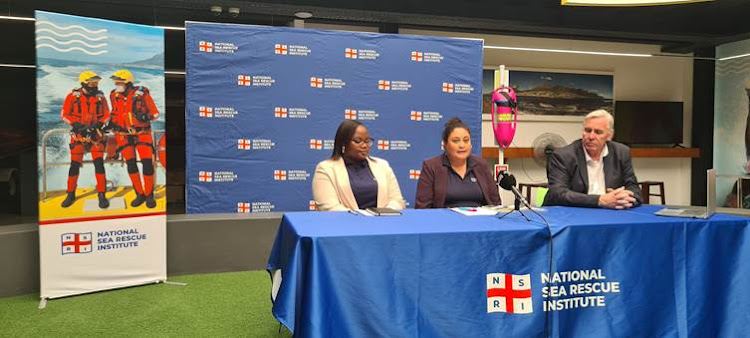 Nongcebo Mahlalela, drowning prevention research assistant, executive director of drowning prevention at the National Sea Rescue Institute (NSRI) Dr Jill Fortuin and NSRI CEO Dr Cleeve Robertson.