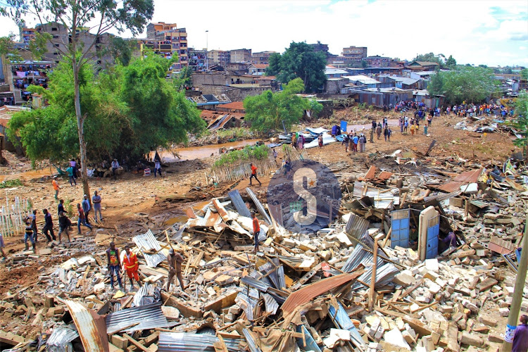 Kiamaiko residents salvage their property during the demolition exercise on May 3, 2024.