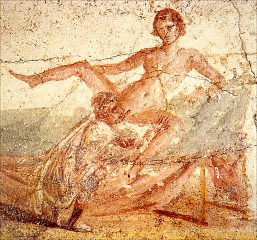 A fresco from the Suburban baths depicting cunnilingus.
