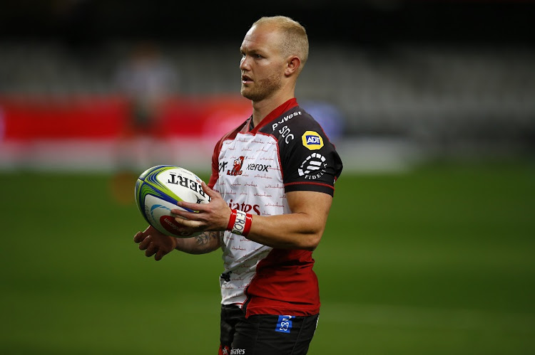 Dillon Smit of the Emirates Lions during the Super Rugby Unlocked match between Cell C Sharks and Emirates Lions at Jonsson Kings Park on October 09, 2020 in Durban, South Africa.