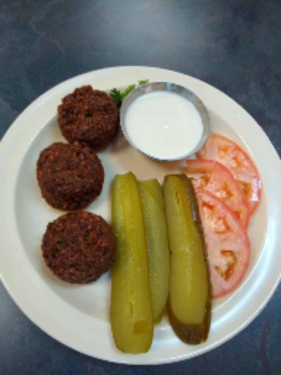 Gluten-free falafel cooked in a separate fryer for celiac free