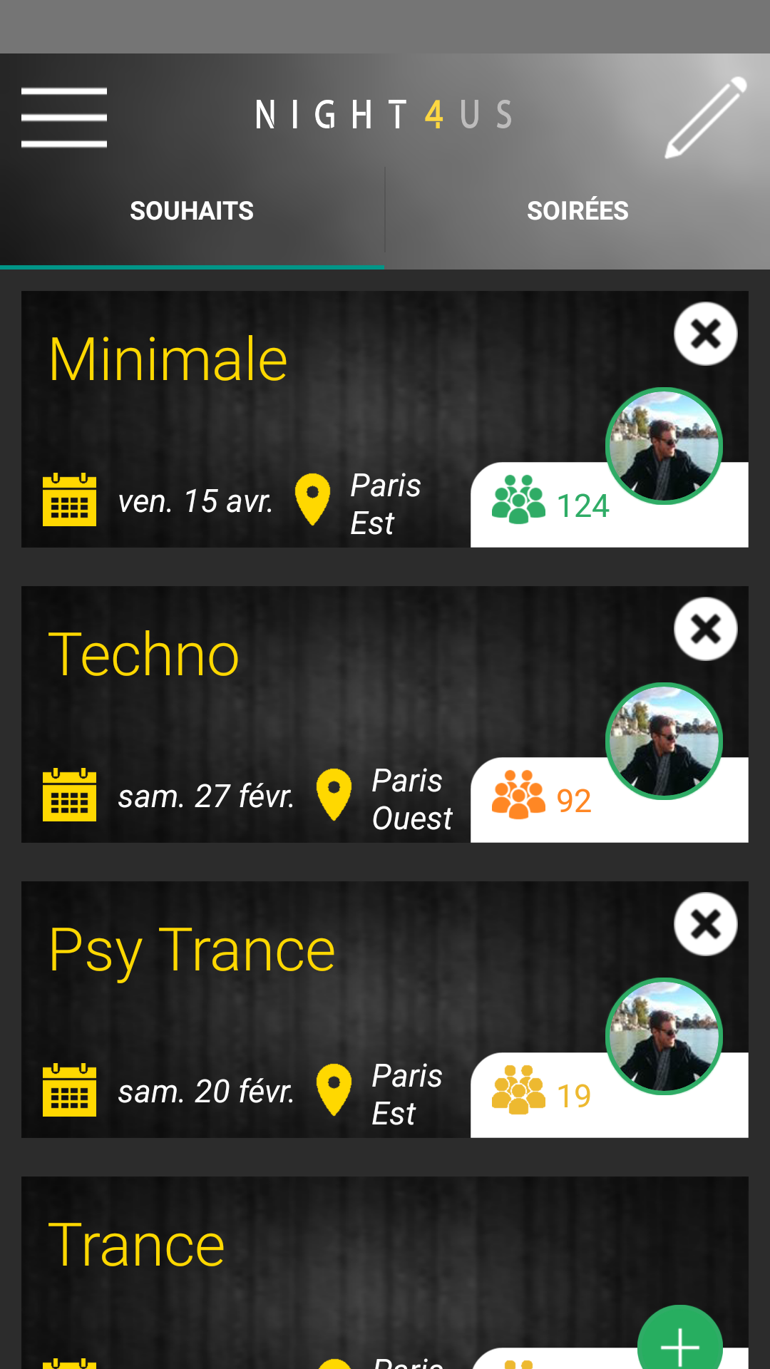 Android application Night4Us, les soirées 2.0 screenshort