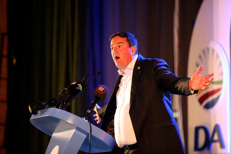 DA federal leader John Steenhuisen speaks at the launch of the party's 'Rescue South Africa' tour in Tshwane on Wednesday.