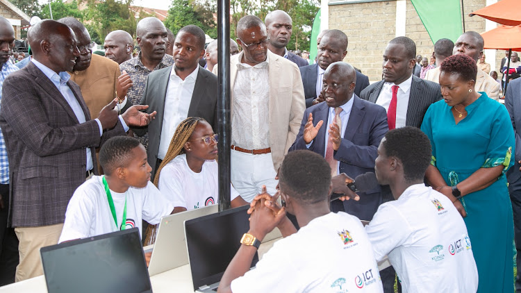 President William Ruto among other leaders during the opening of the the Digital Hub in Bidii Ward, Kwanza Sub-County, Kitale, Trans Nzoia County on January 17, 2023.