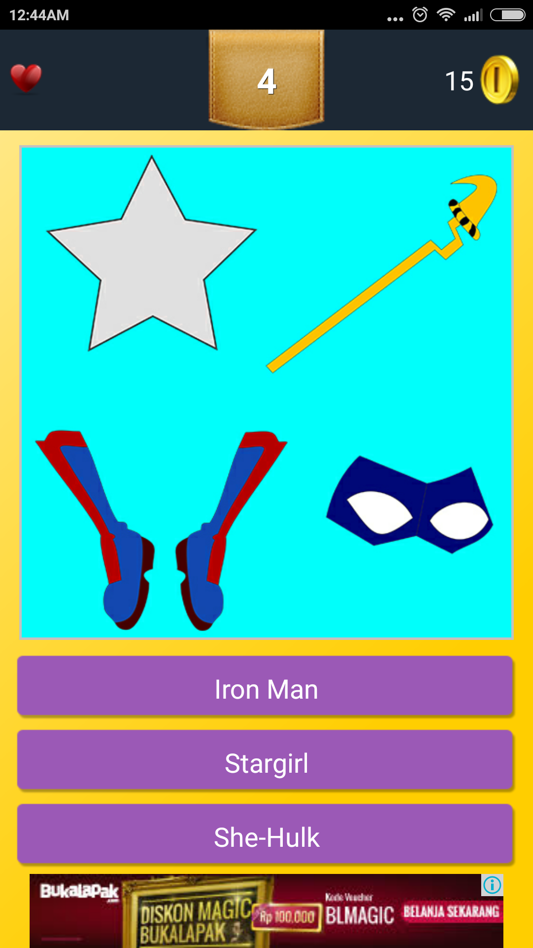 Android application Iconic Superhero Quiz screenshort