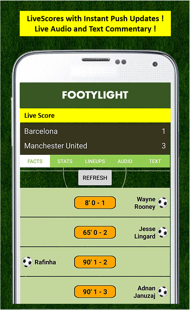 Android application FootyLight screenshort