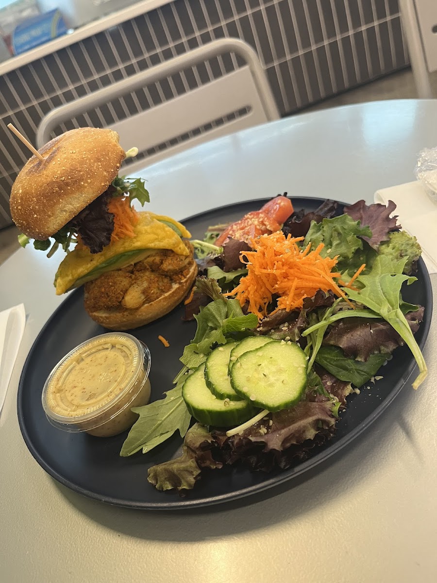 Southern Baked Artichoke Club Burger /w Side Salad