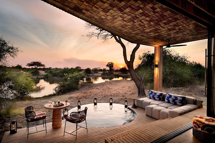 Tanzania Grumeti Serengeti River Lodge Room Suite deck and plunge pool.