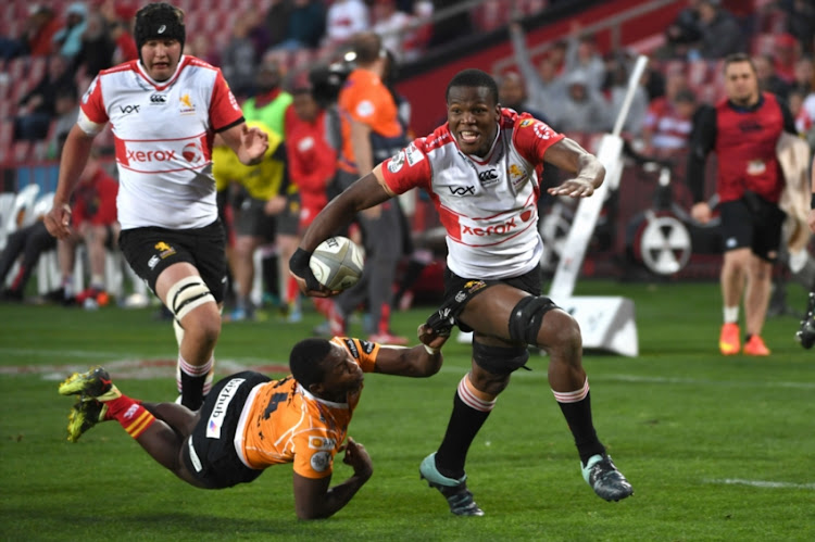 Hacjivah Dayimani of the Xerox Golden Lions during the Currie Cup match between Xerox Golden Lions and Toyota Free State Cheetahs at Emirates Airline Park on September 08, 2018 in Johannesburg, South Africa.