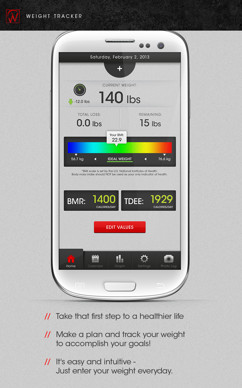 Android application Weight Tracker Pro - BMI TDEE screenshort