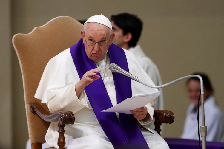 Pope Francis presides Holy Mass at the Santa Maria delle Grazie church, in Rome, Italy, March 17, 2023.