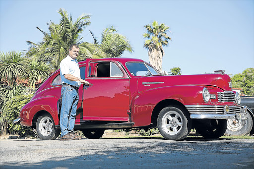 JOHAN’S CHARIOT OF FIRE: Border Street Rod and V8 Club chairman Johan Hattingh will be displaying his magnificent maroon 1947 Nash Ambassador at the annual Wizards on Wheels show at Port Rex Technical High School tomorrow between 10am and 3pm. The expo will also feature other rare vintage vehicles, muscle cars, racing cars and brand new cars Picture: MARK ANDREWS