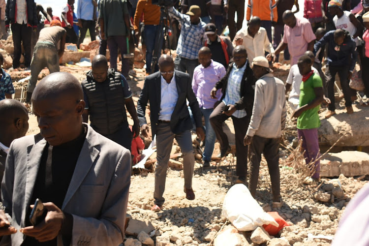 Former Bungoma Governor Wycliffe Wangamati at the demolition site on May 5, 2024.