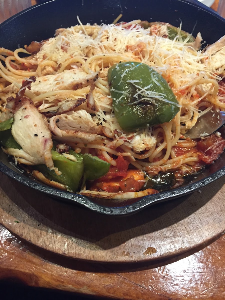 I was very nervous to keep eating because it was “too good to be GF”, but it checked out as SAFE for this Celiac! I think this was called the Sizzler with chicken