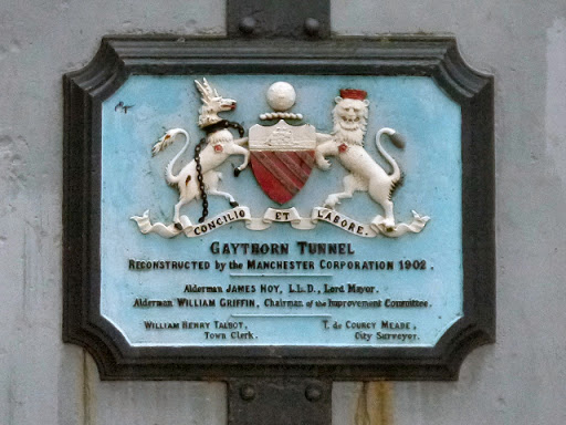 This plaque on Century Street commemorates the reconstruction of the Gaythorn Tunnel in 1902. The tunnel carries the Rochdale Canal under Century Street and Deansgate and into the Castlefield...