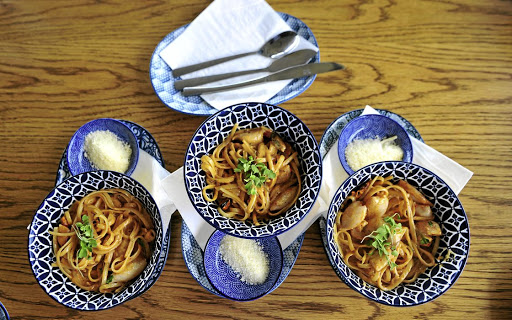 A trio of seafood pasta