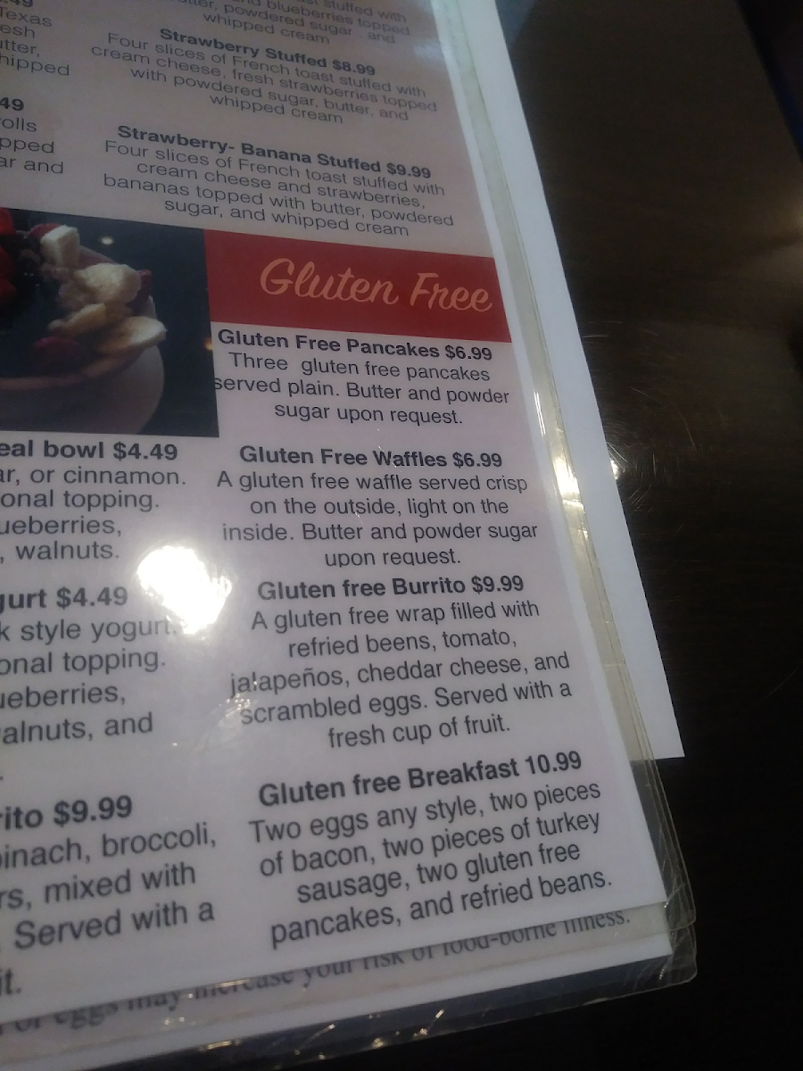 Emmily's gluten-free menu