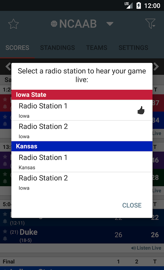 College Basketball Radio — приложение на Android