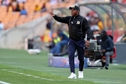 Black Leopards coach Joel Masutha reacts on the touchline during the Telkom Knockout Last 16 match against Kaizer Chiefs at FNB Stadium on Sunday October 22, 2018. 
