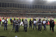 Crowd violence during the Nedbank Cup Semi Final match between Kaizer Chiefs and Free State Stars at Moses Mabhida Stadium on April 21, 2018 in Durban, South Africa. 