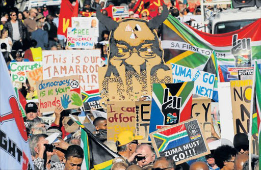 UNITED STAND: Anti-Zuma protesters, civil society groups and faith communities march against President Zuma yesterday in Cape Town Picture: REUTERS