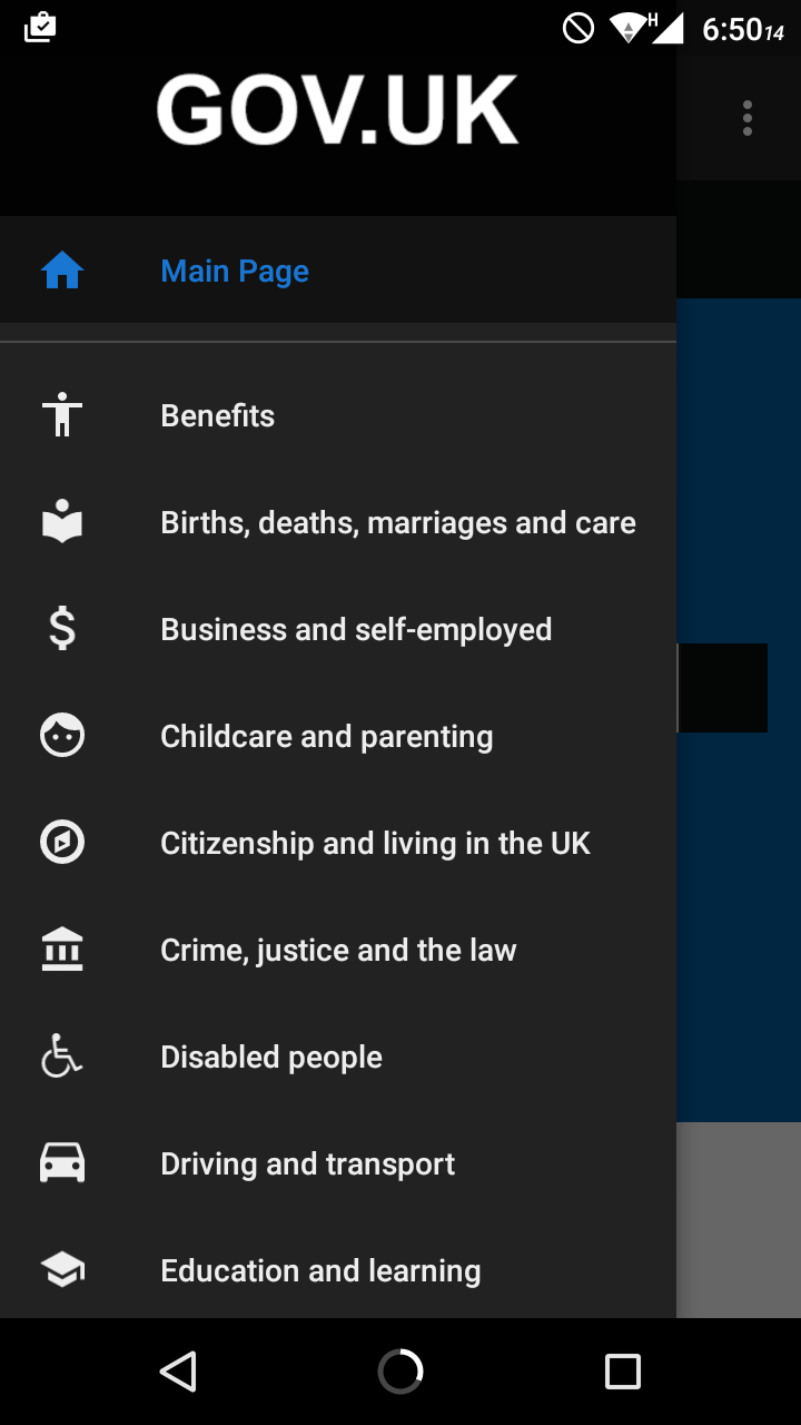 Android application GOV.UK screenshort