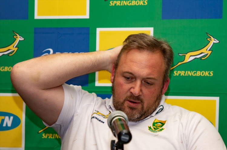 Springbok assistant coach Matt Proudfoot faced tough questions from reporters.