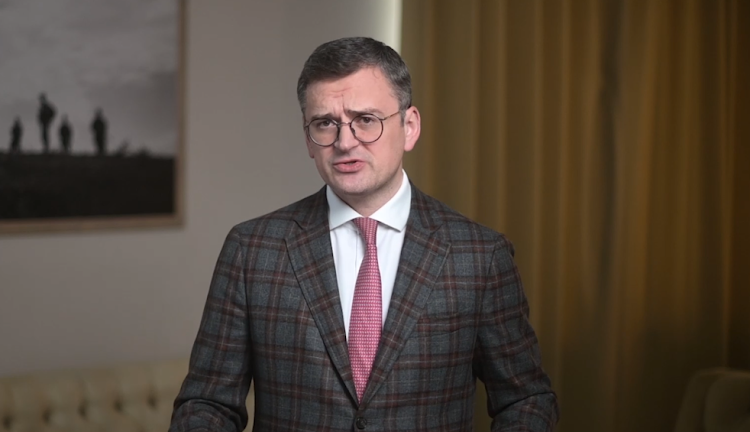 Minister of Foreign Affairs of Ukraine Dmytro Kuleba during a virtual press briefing with international journalists on March 19, 2024.