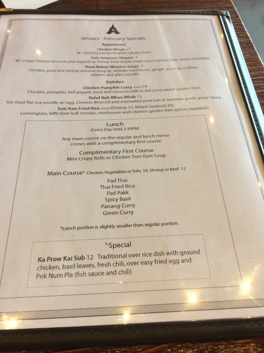 KITTIWAT gluten-free menu